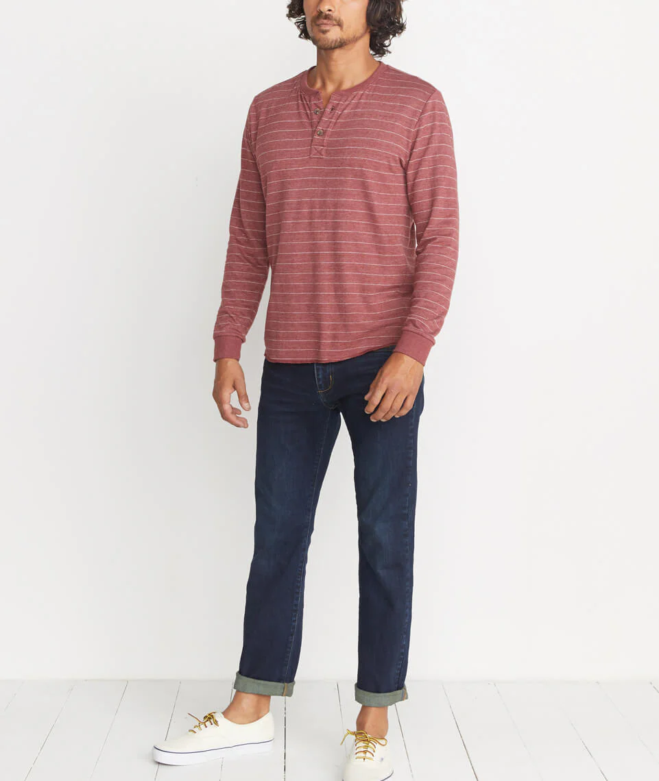 Double Knit Henley in Raisin