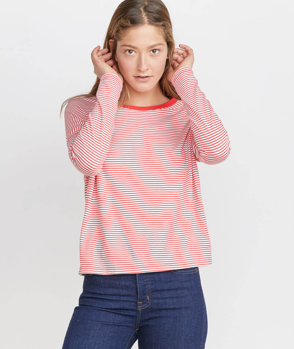 Valerie Longsleeve in Poinciana/White