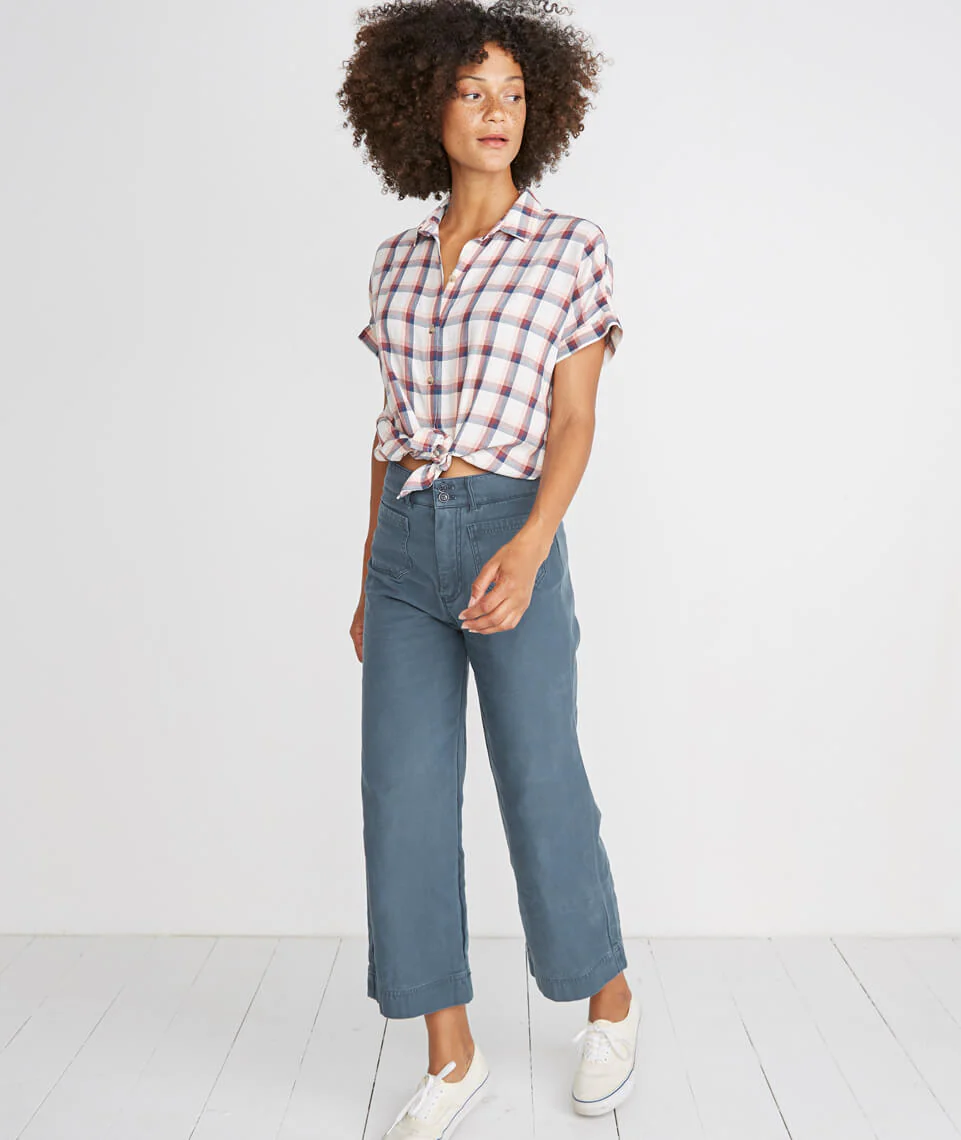 Presley Button Down in Rosewood Plaid