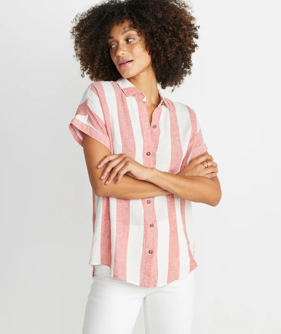 Paige Button Down in Baked Apple Stripe