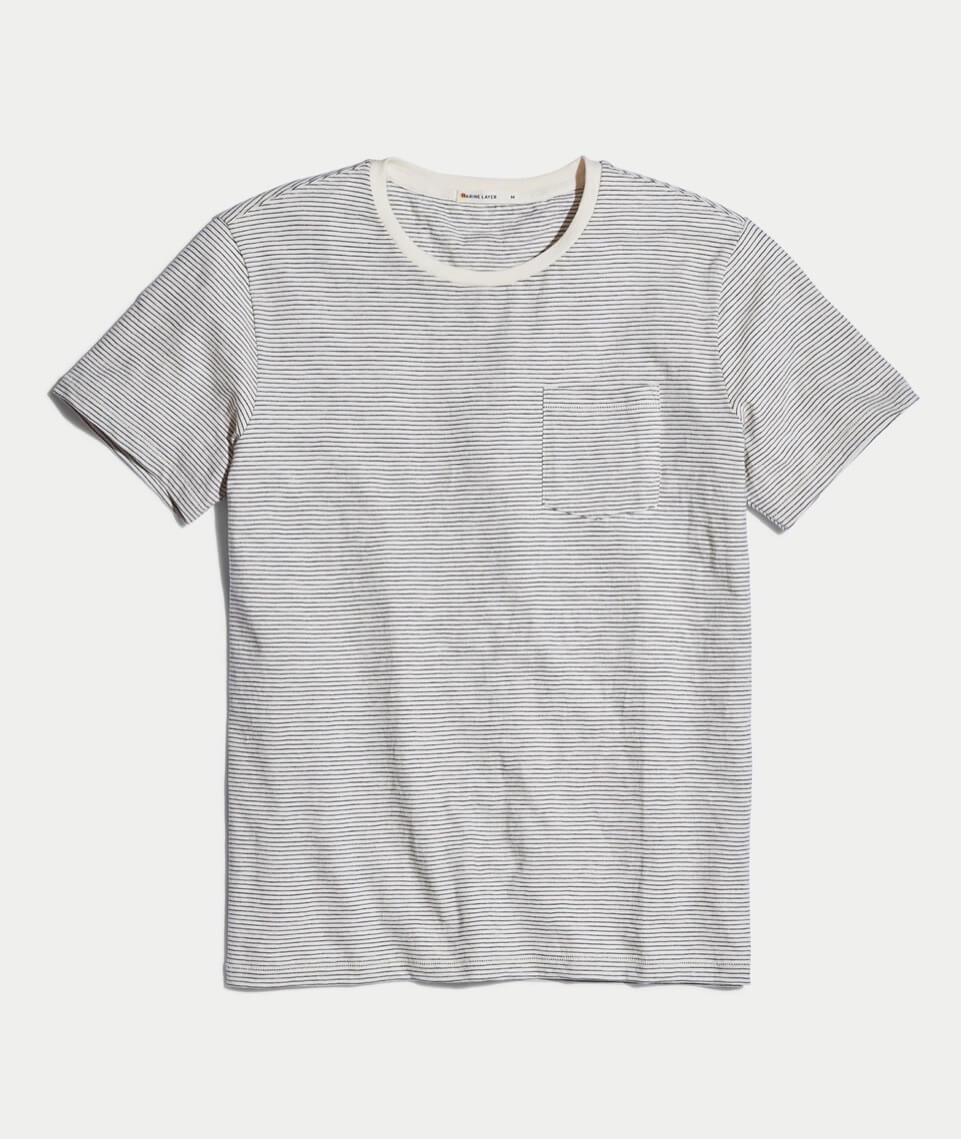 Signature Pocket Tee in Natural/Black