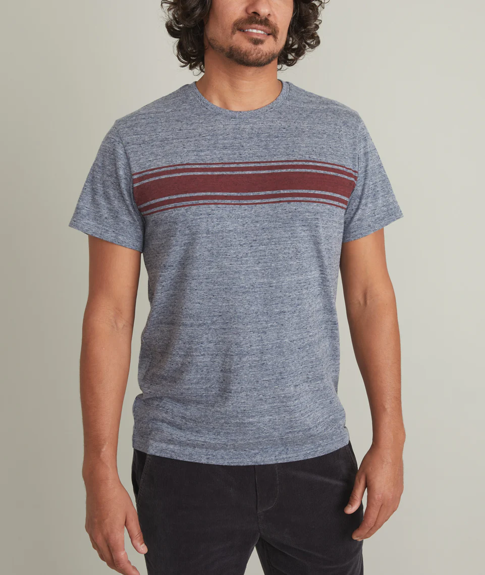 Signature Crew Graphic Tee in Heather Blue Neps