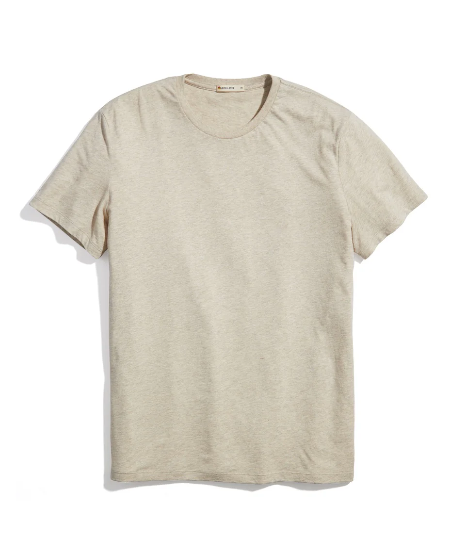 Signature Crew Tee in Heather Oatmeal
