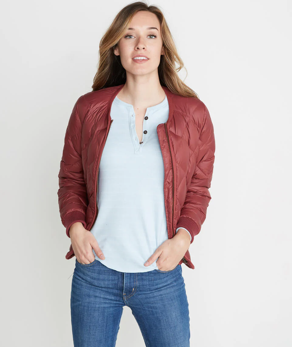 Double Knit Henley in Carolina Blue Stripe