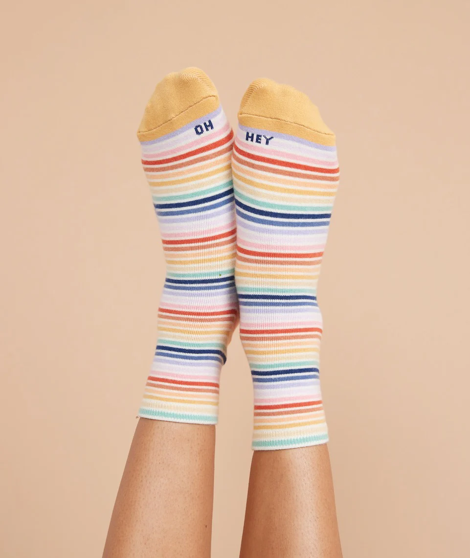 Hi-Ankle Sock in Rainbow Stripe