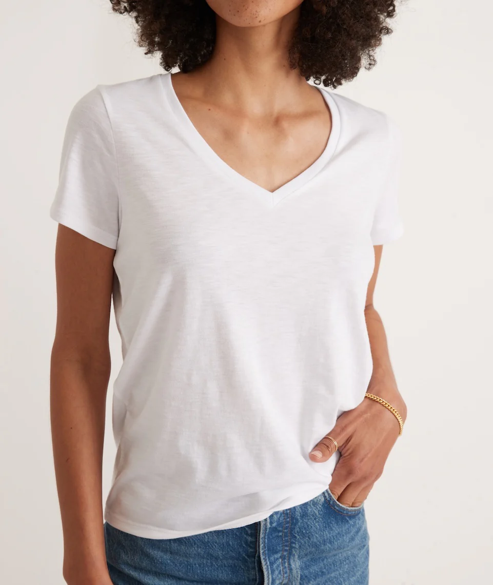 Classic V-Neck Tee in White