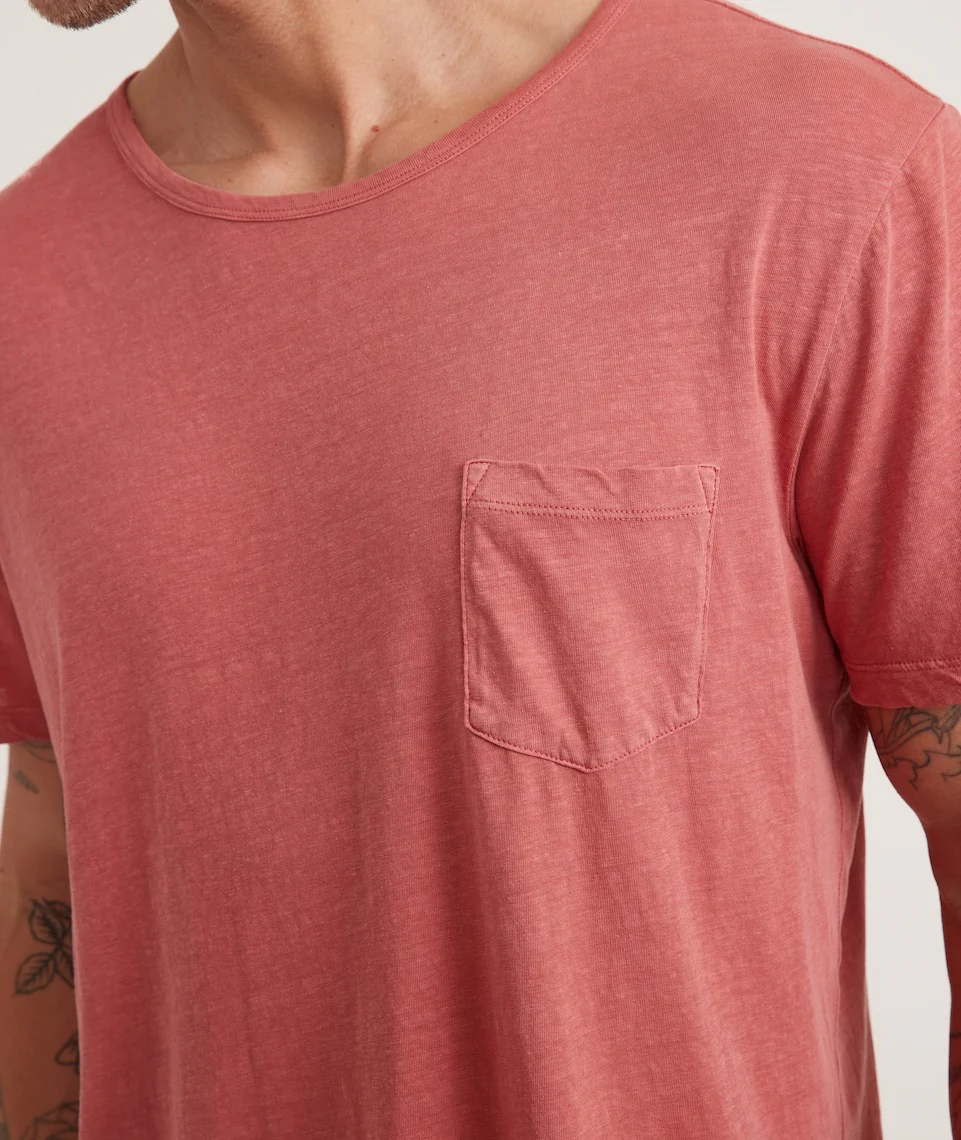 Short Sleeve Hemp Cotton Pocket Tee in Faded Rose