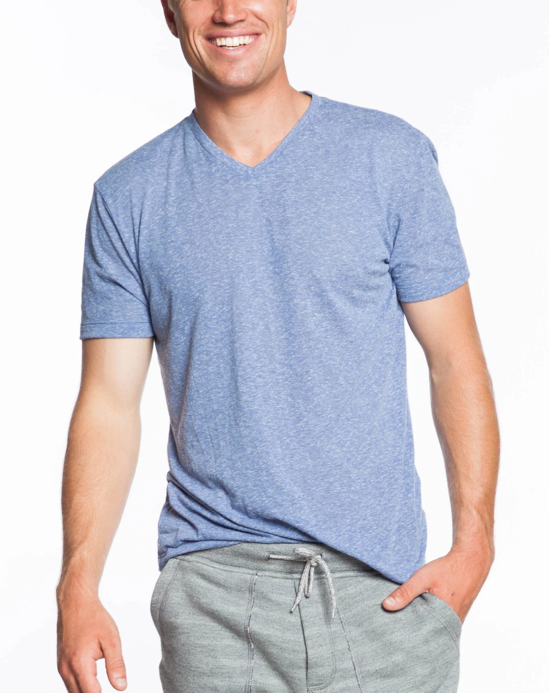 Melange V-Neck Tee - Periwinkle