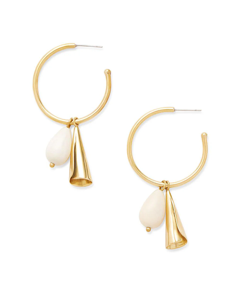 Soko Malindi Charm Hoop Earrings in Brass/White