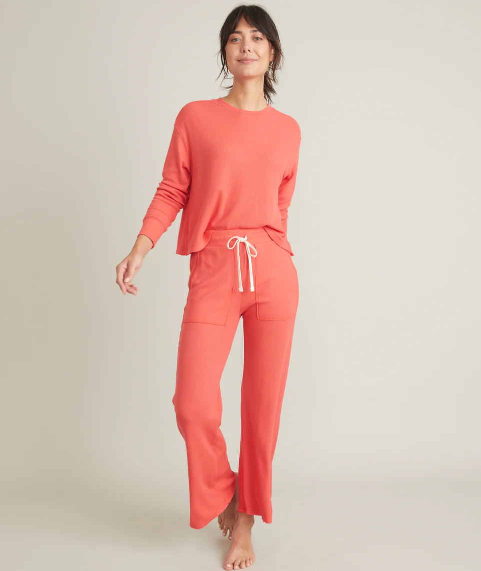 Luxe Waffle Wide Leg PJ Pant in Bittersweet Red