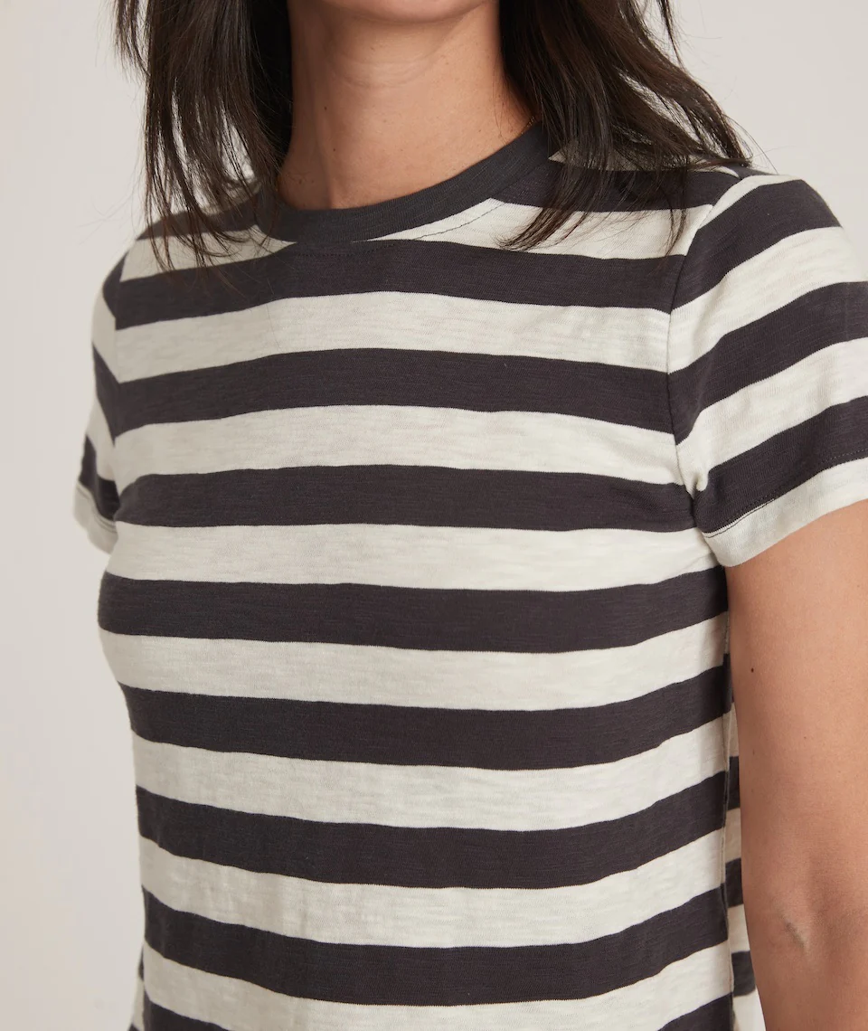 Crop Tee in Soft Black/Cream Stripe