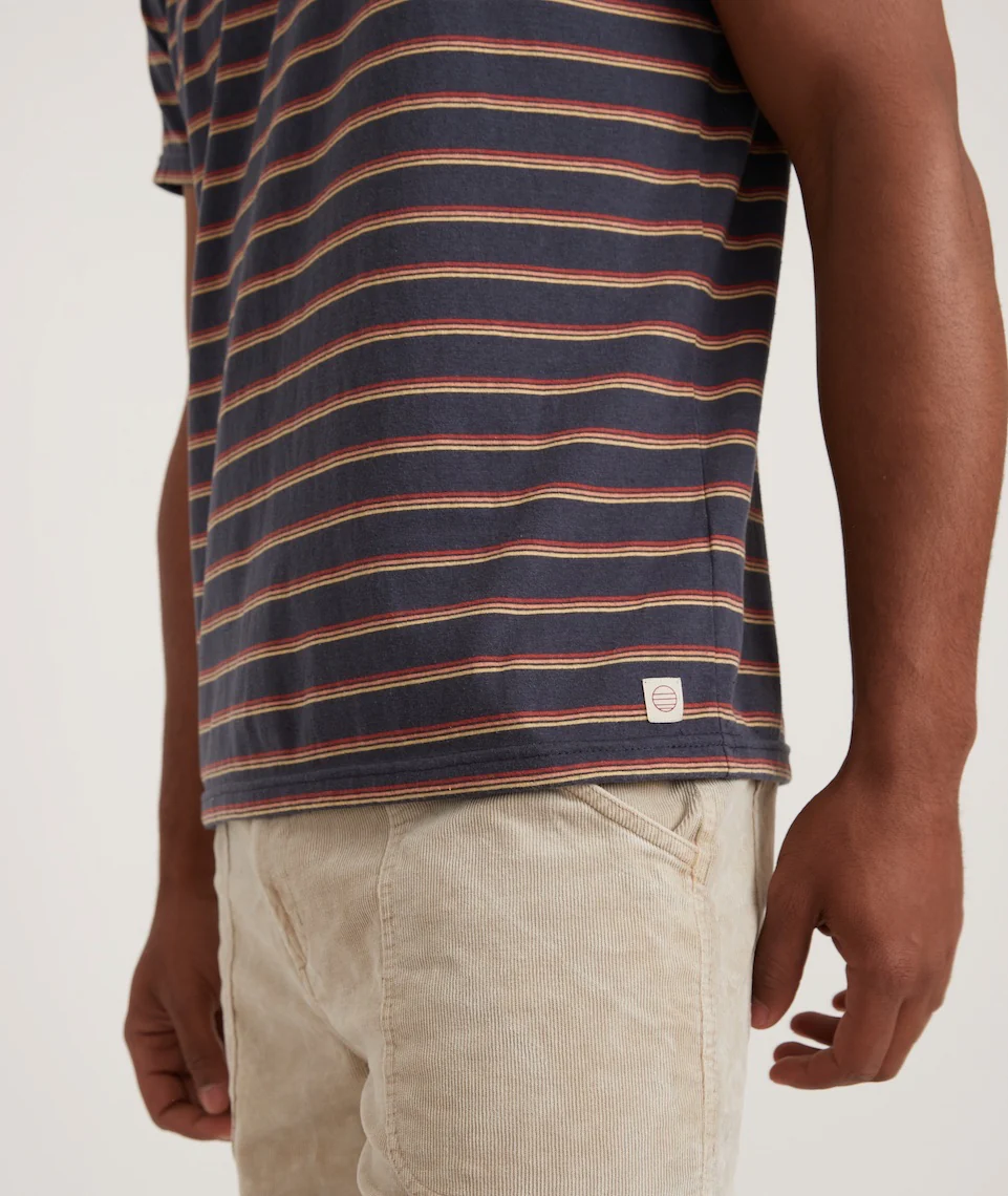 Signature Crew Tee in Navy Sunset Stripe