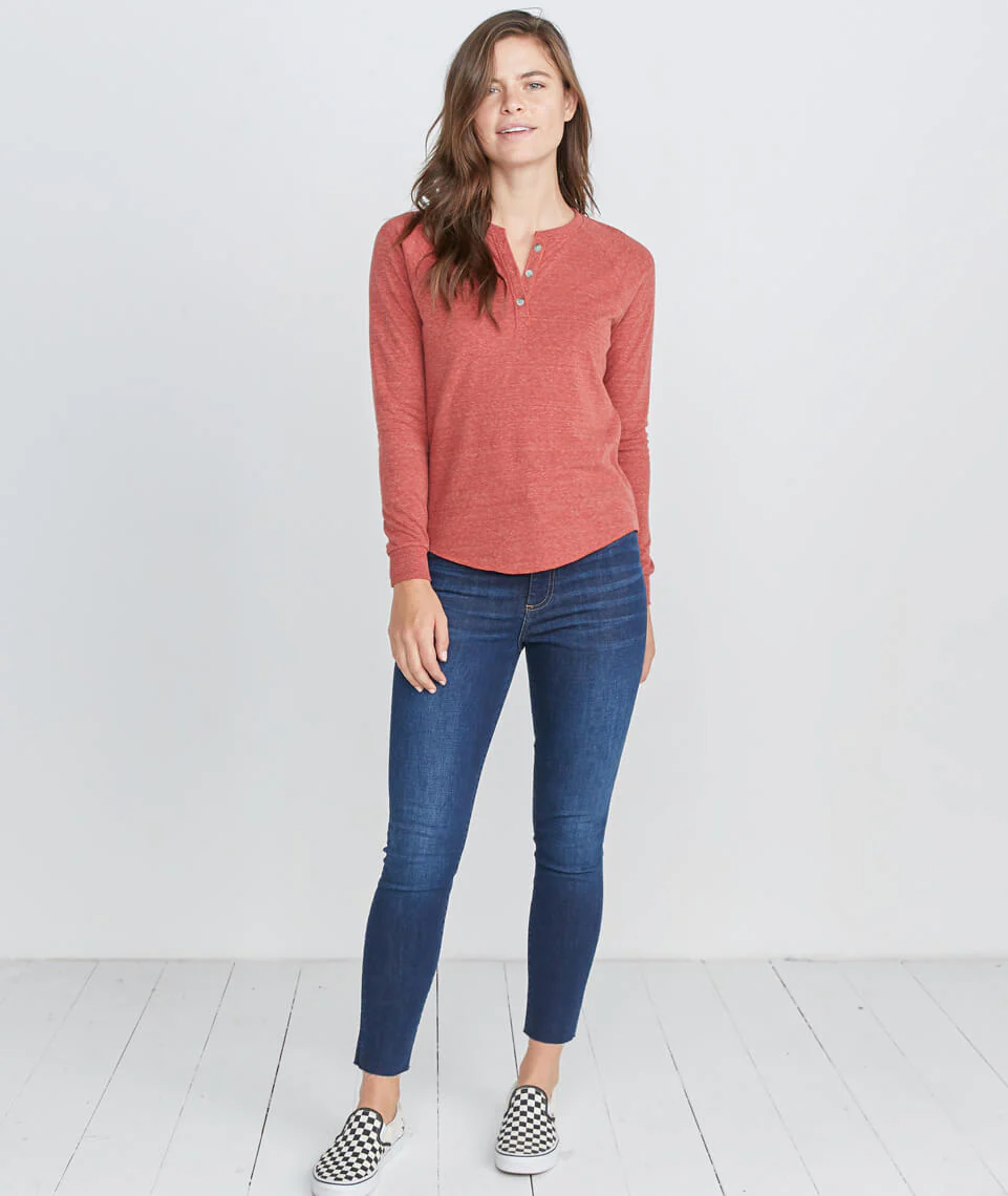 Double Knit Henley in Rosewood