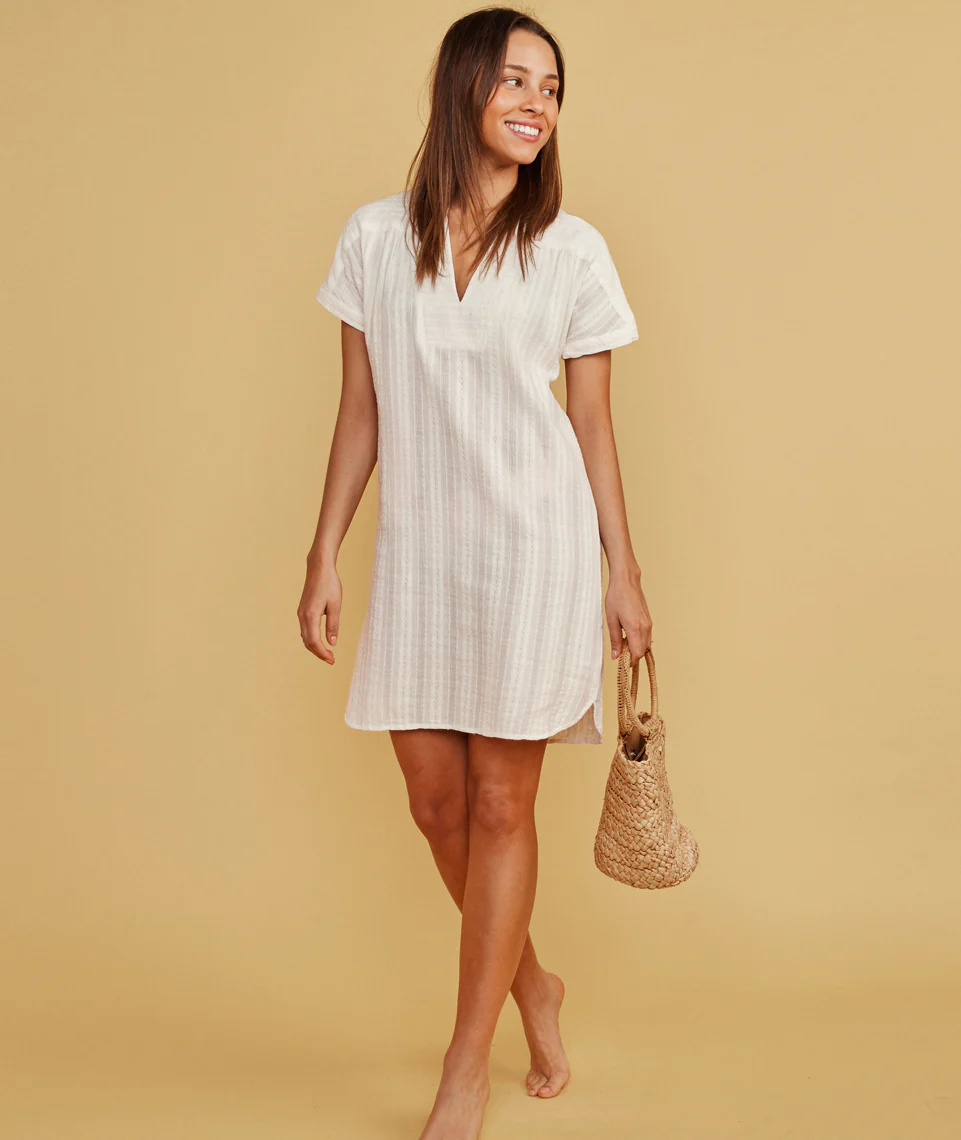 St. Lucia Cover Up in Grey/White Stripe