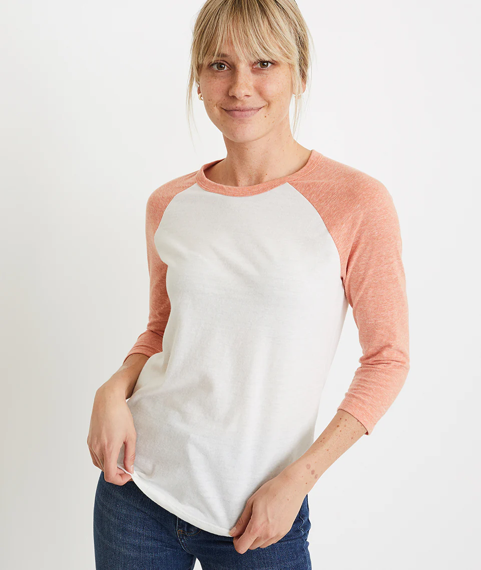 Lightweight Baseball Raglan in Antique White / Autumn Glaze