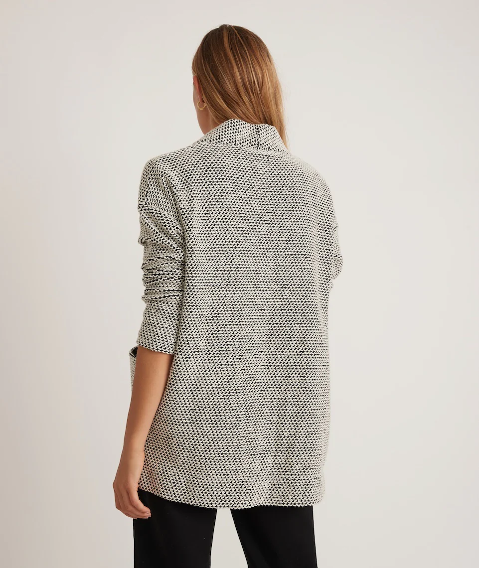 Birdseye Cardigan in Black/White Contrast
