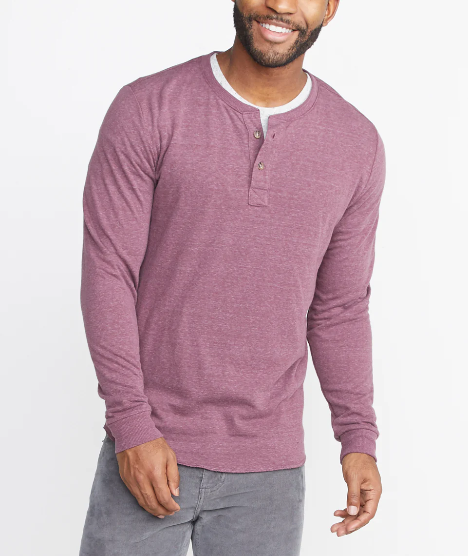 Double Knit Henley in Burgundy