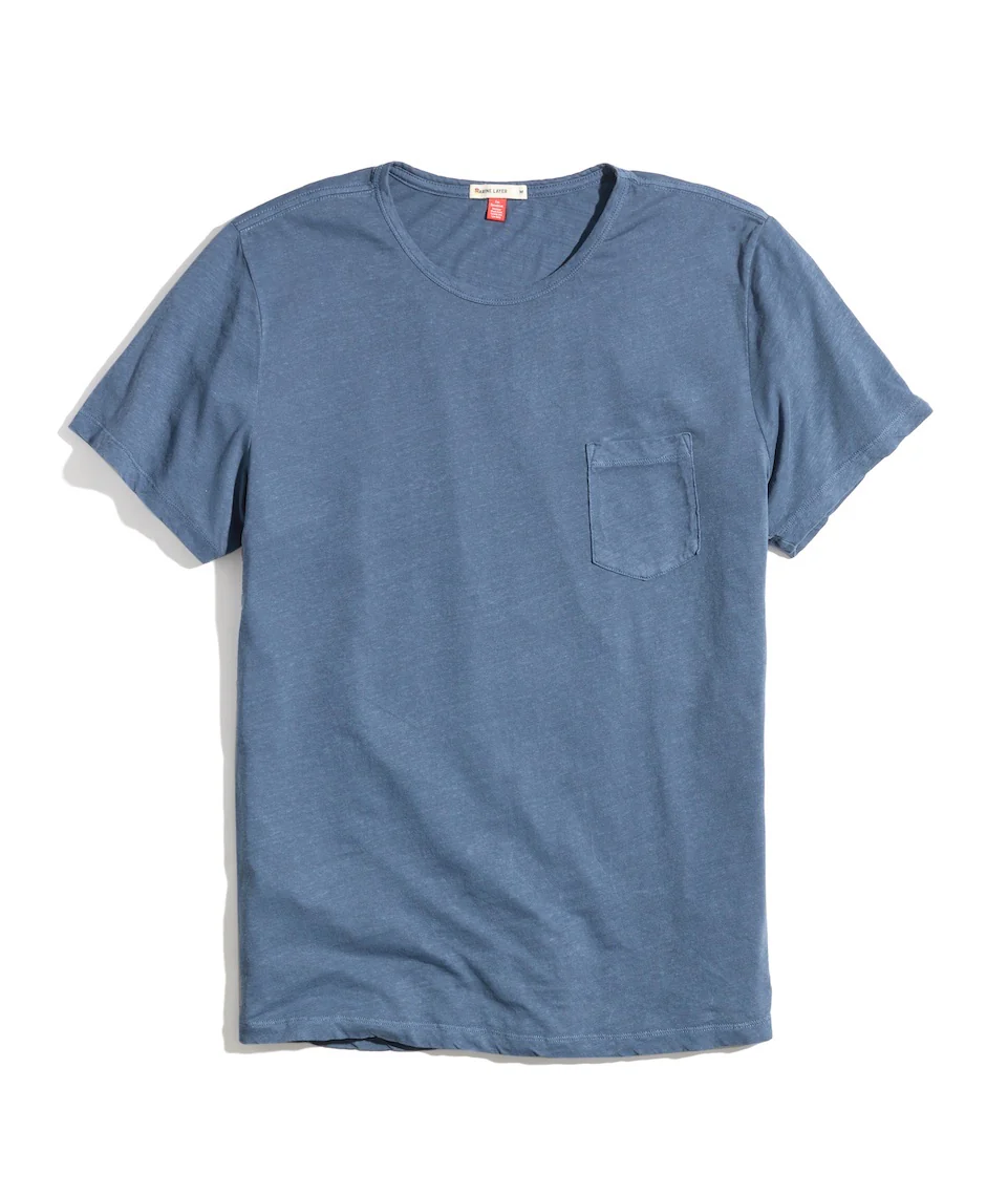 Relaxed Hemp Cotton Pocket Tee in Dark Denim