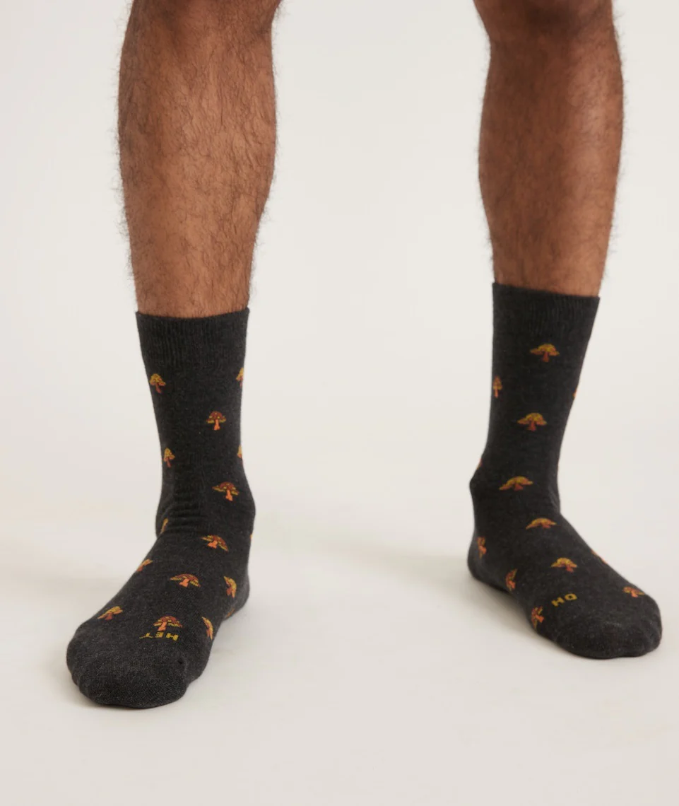 Crew Sock in Charcoal Mushroom