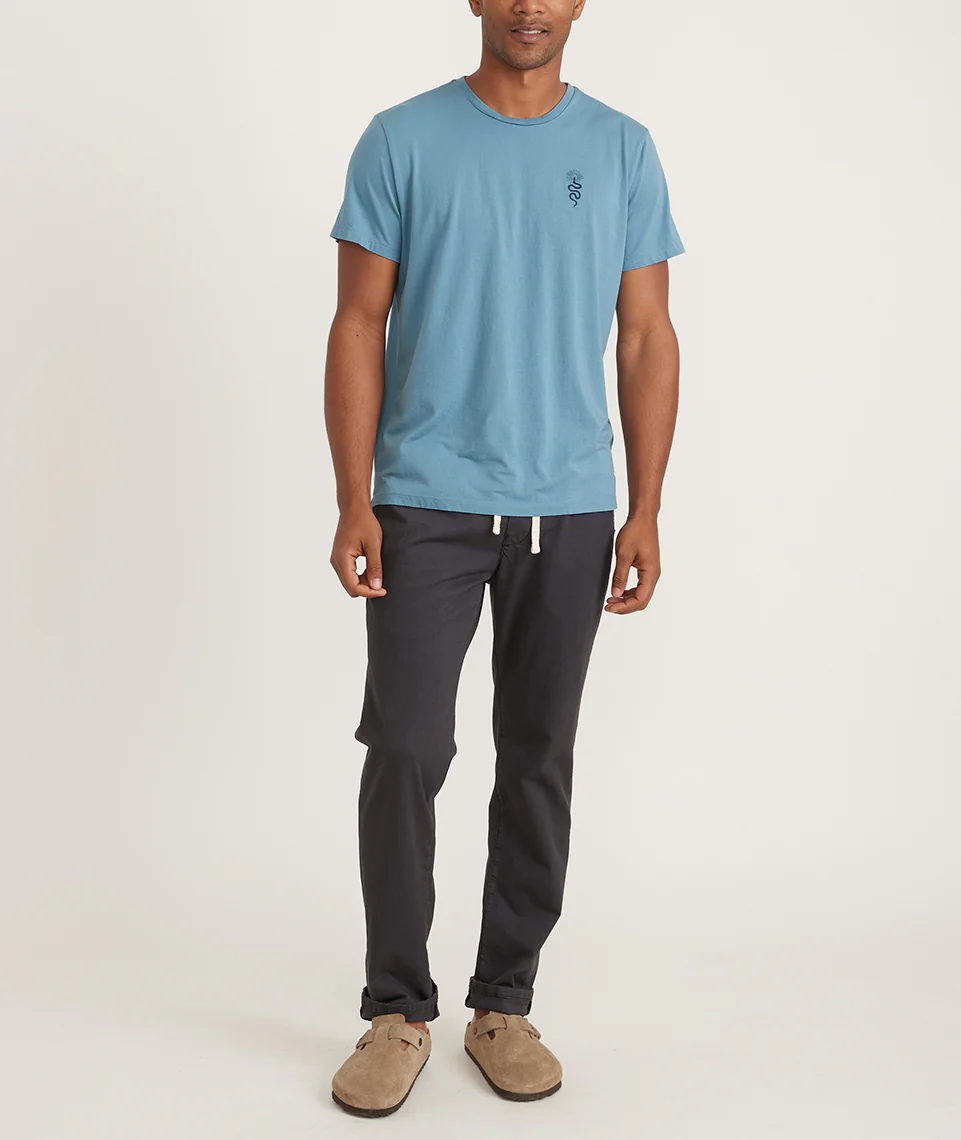 Signature Crew Graphic Tee in Aegean Blue