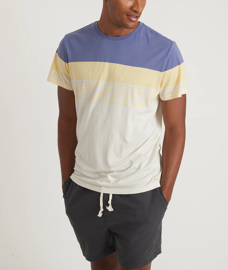 Signature Crew Tee in Cobalt/Apricot