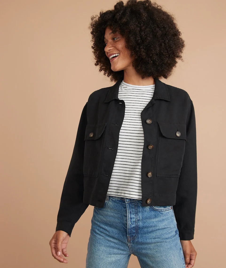 Holland Crop Jacket in Washed Black