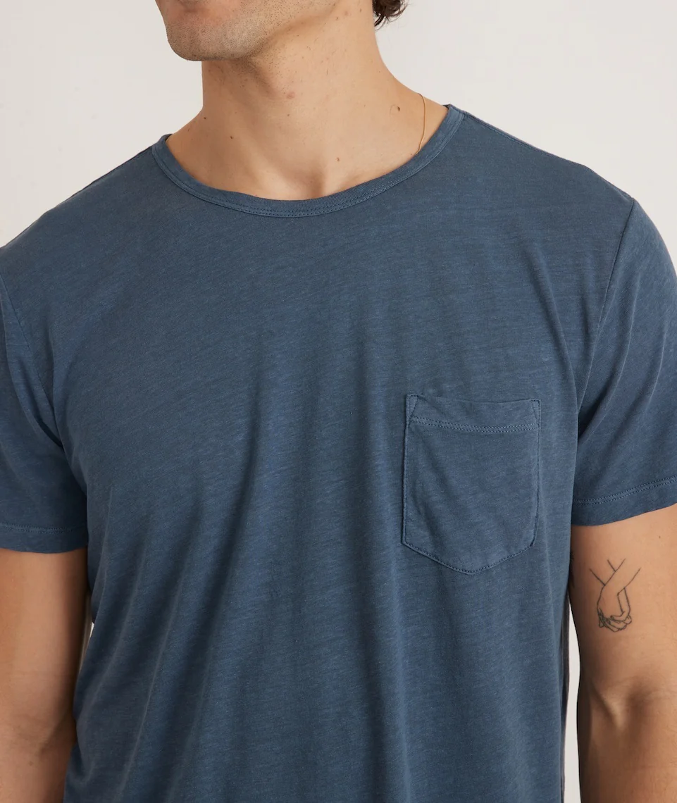 Relaxed Hemp Cotton Pocket Tee in Dark Denim