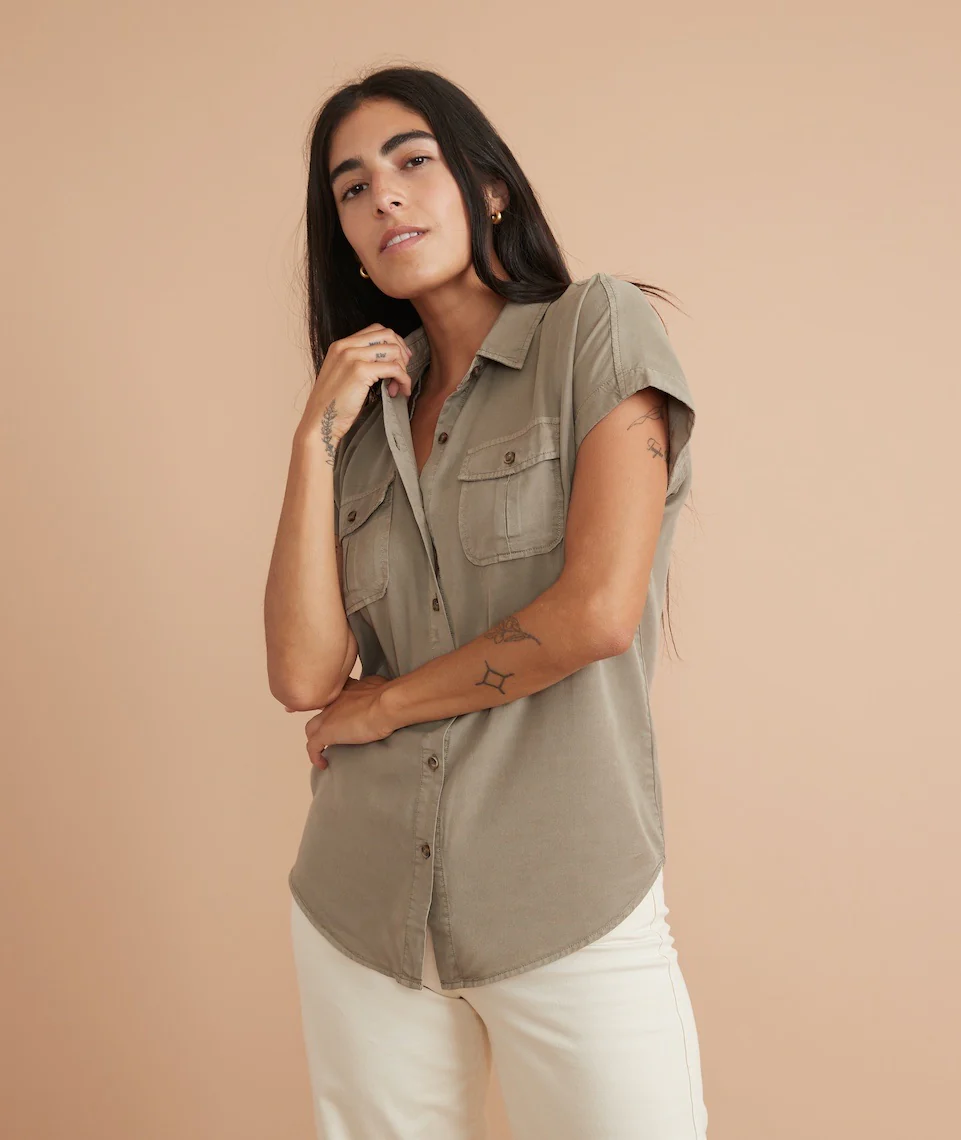 Dana Utility Shirt in Dusty Sage