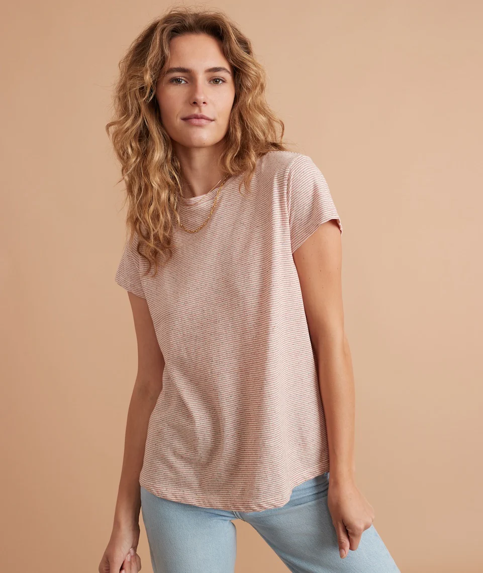 Swing Crew Tee in Confetti Red Stripe