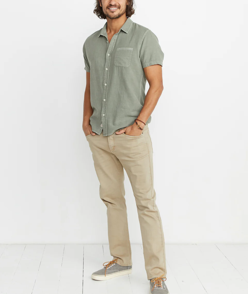 Lance Button Down in Faded Dusty Olive