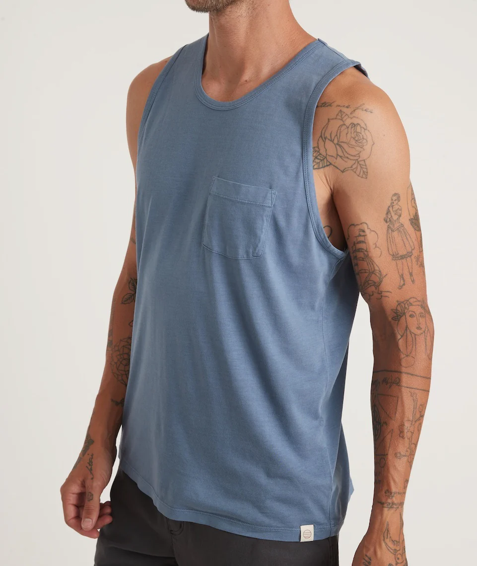 Garment Dye Signature Tank in China Blue