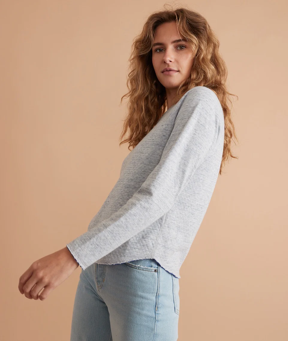 Valery Reversible Top in Sapphire/Sapphire Heather