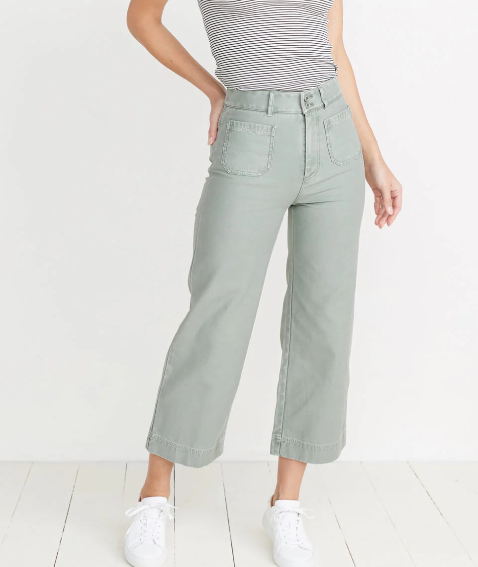 Bridget Wide Leg Pant in Faded Sage