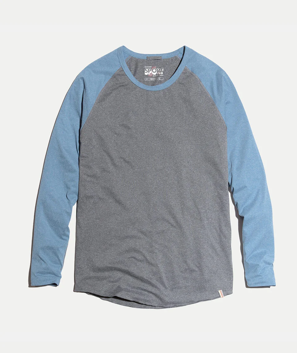 Sport Baseball Raglan in Graphite/Blue