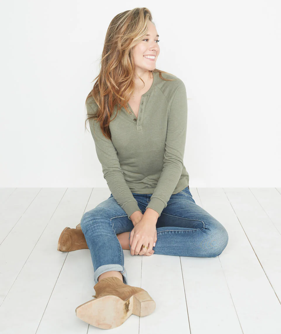 Double Knit Henley in Admiral Green