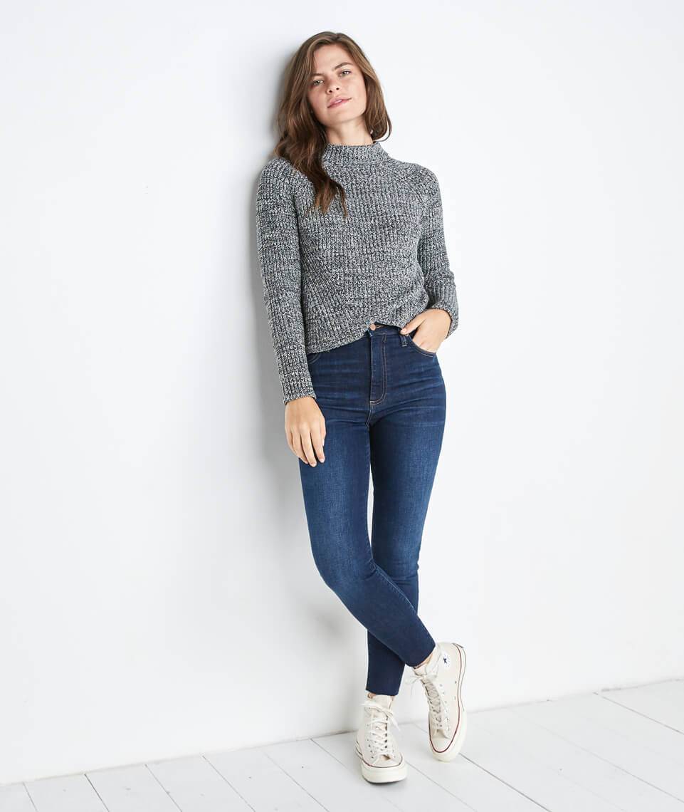 Cleo Mock Neck Sweater in Grey