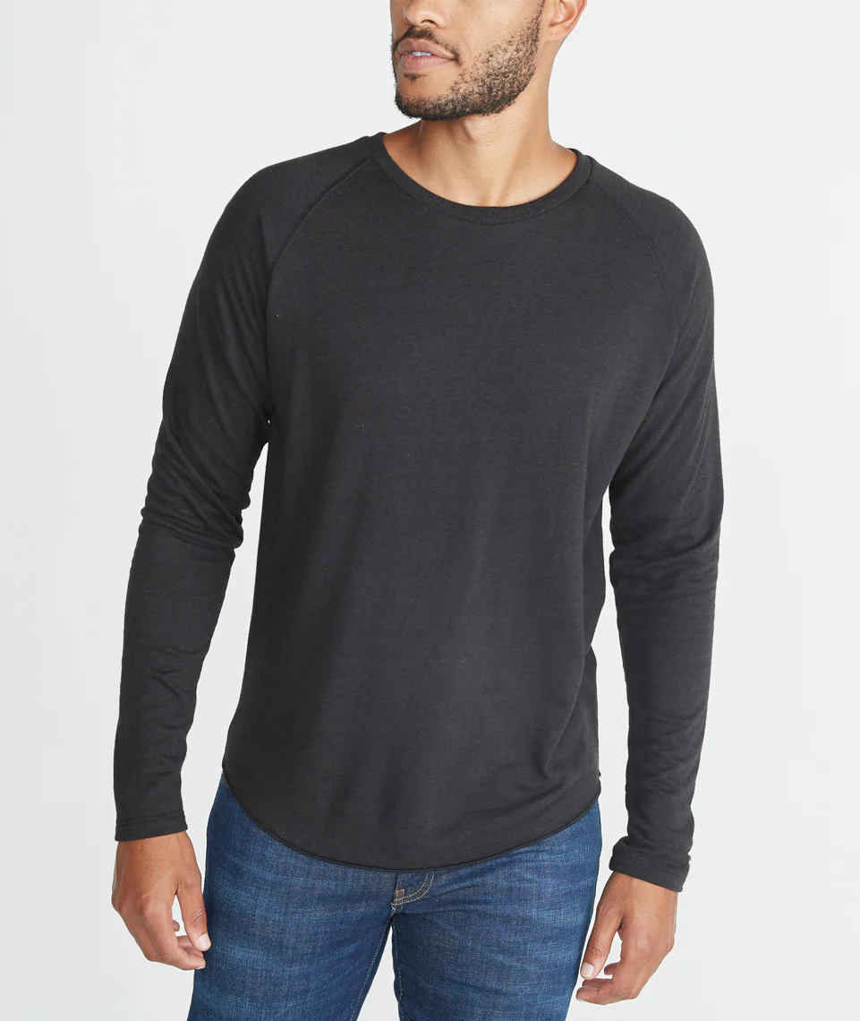 Double Knit Baseball Raglan in Faded Black