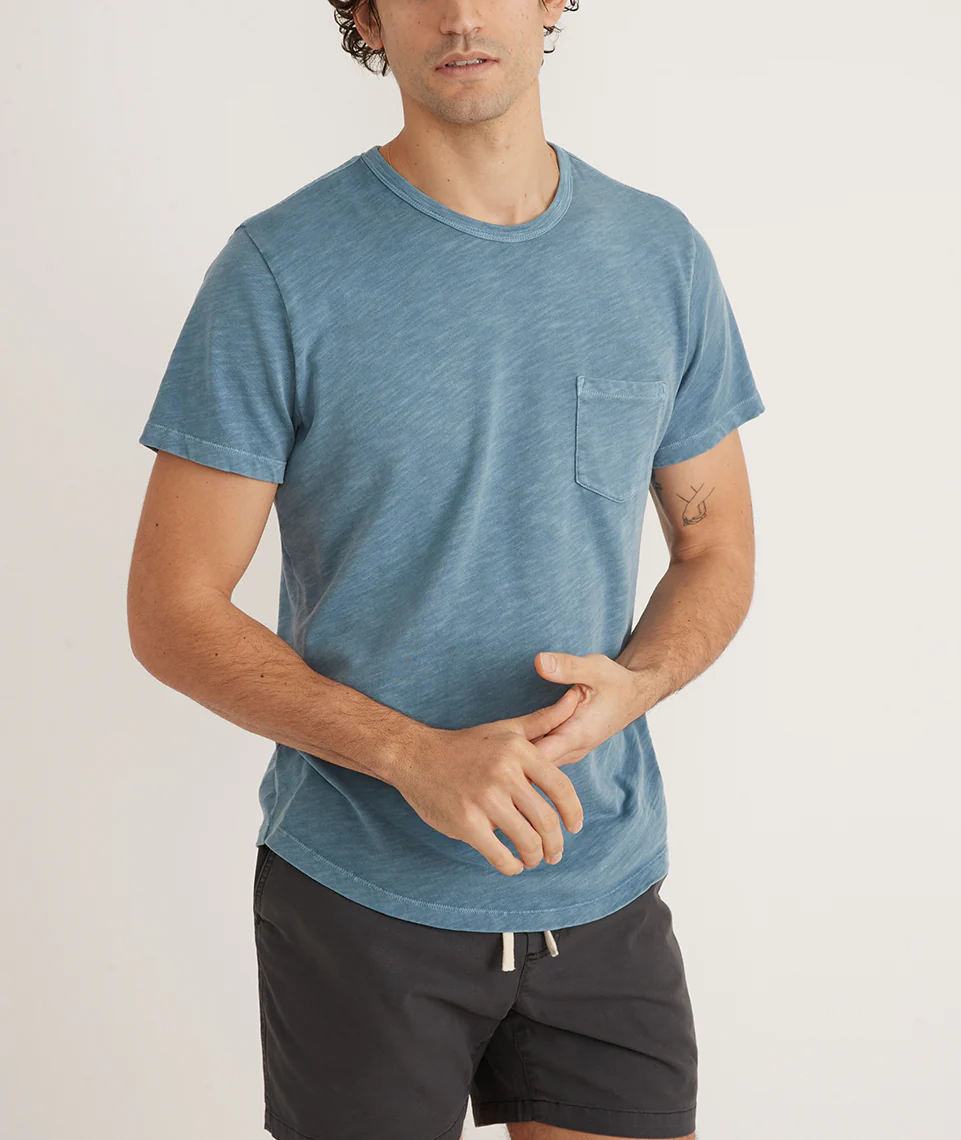 Vintage Heavy Slub Pocket Tee in Provincial Blue