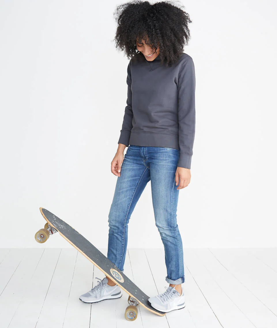 Evie Funnel Neck Sweatshirt in Faded Black