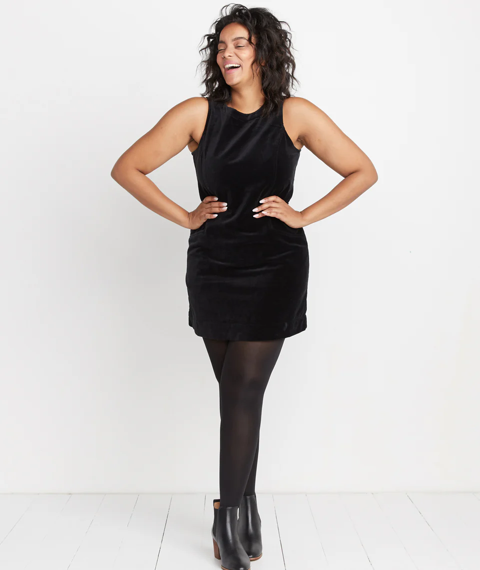 Cizon Velvet Shift Dress in Graphite