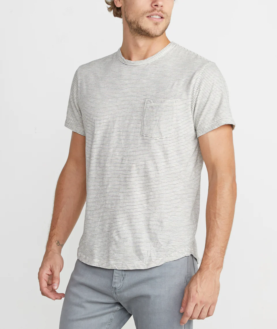 Saddle Pocket Tee - Natural/Black Stripe