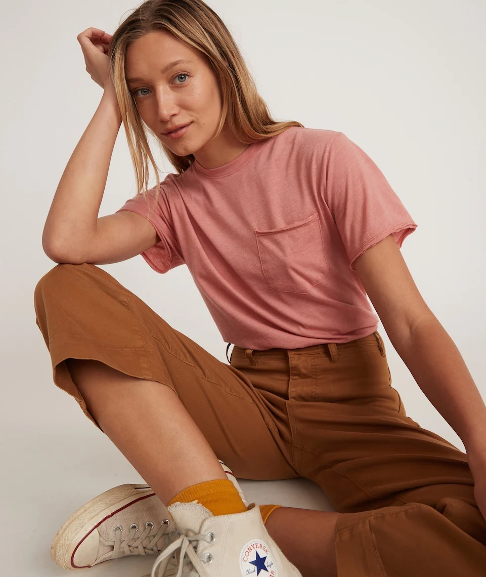 Boyfriend Crew Tee in Barn Red