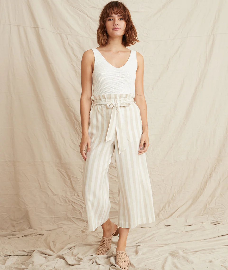 Caroline Pant in Tan/White Stripe