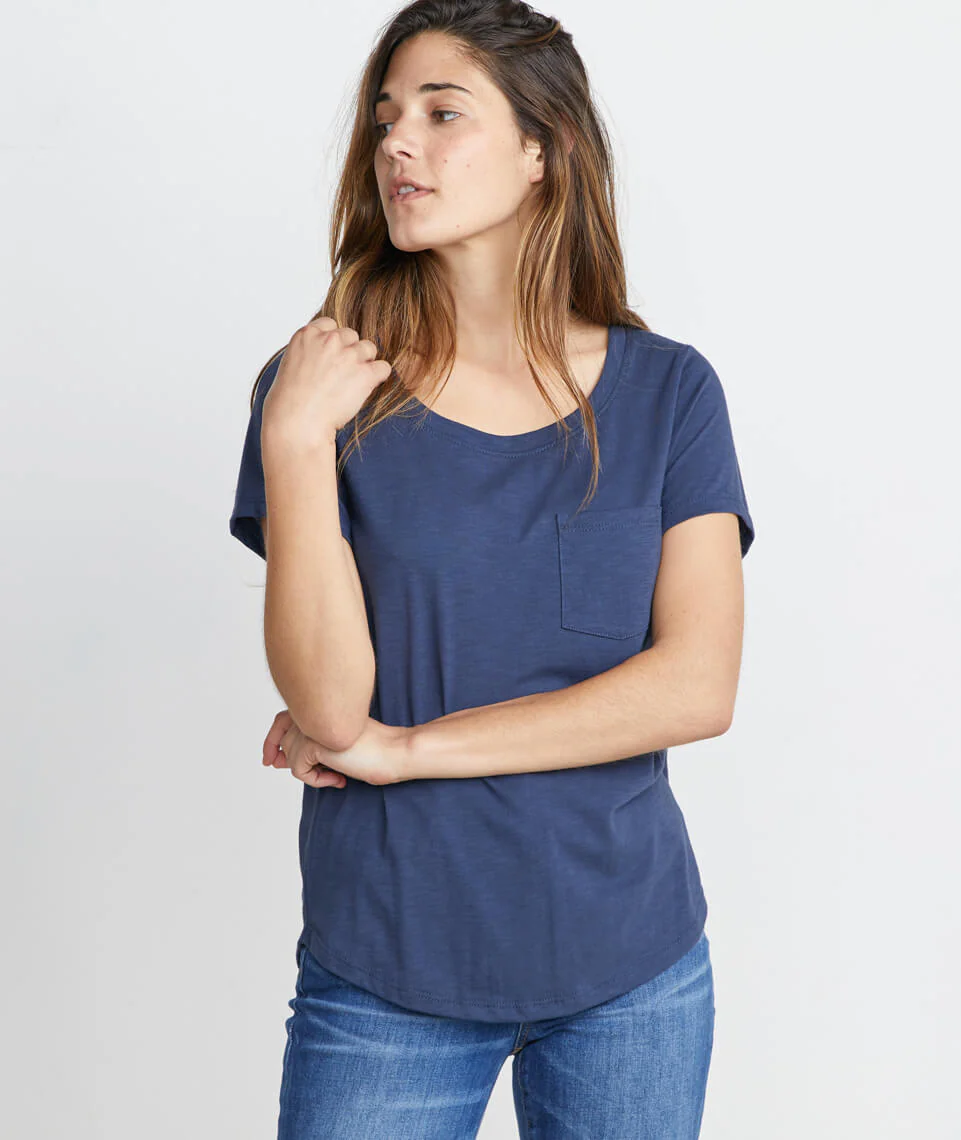 Boyfriend Pocket Tee in Mood Indigo