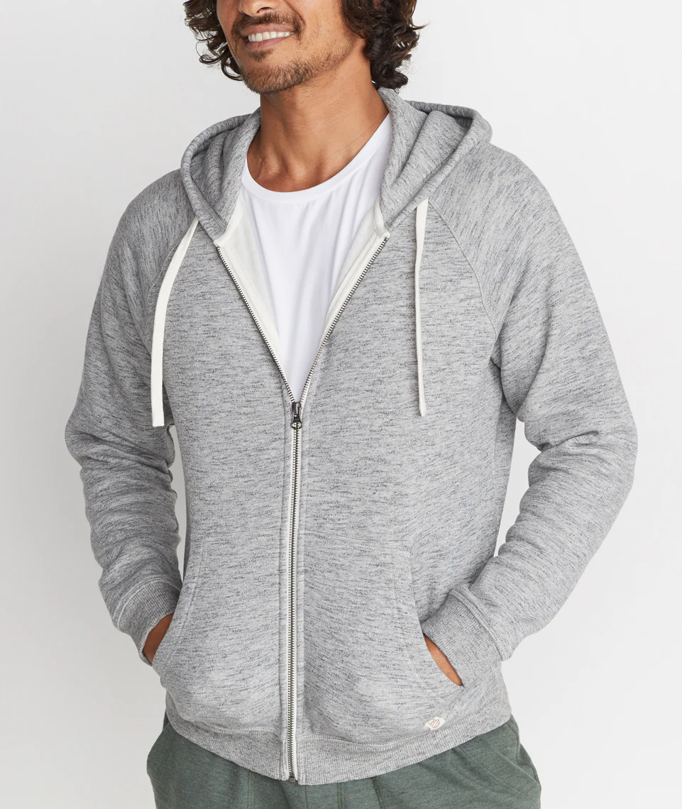Sherpa Zip Hoodie in Heather Grey