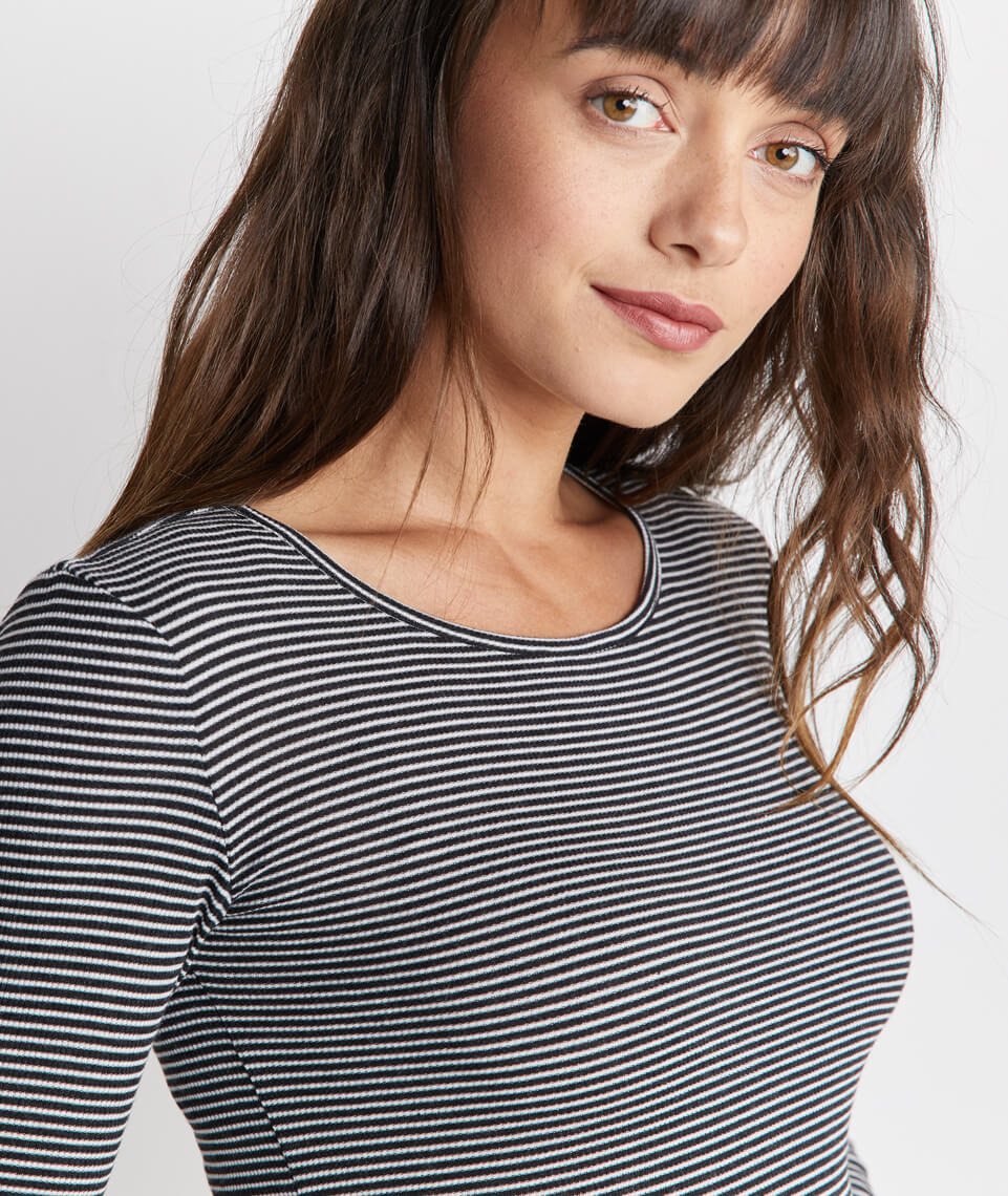 Longsleeve Lila Rib Crew in Black/Cream