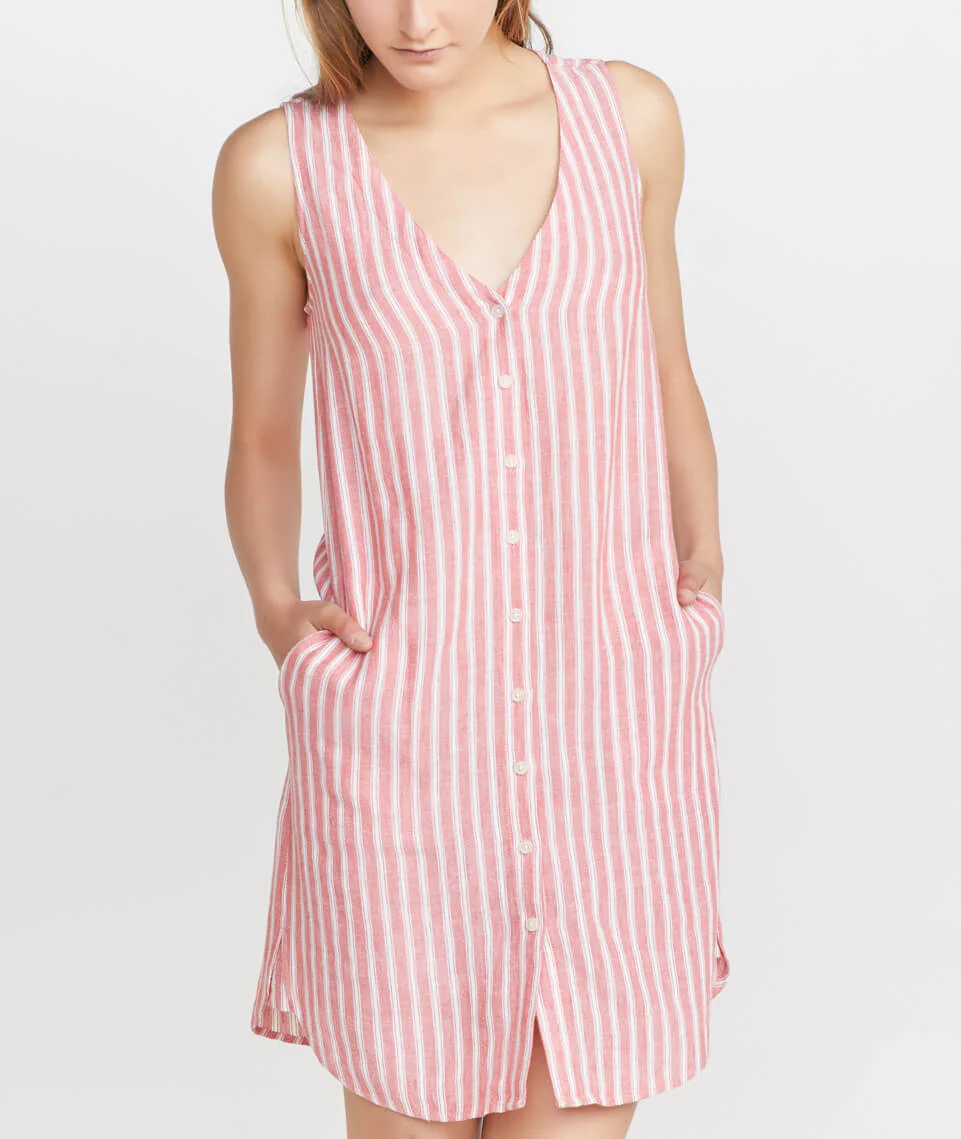 Lake Tank Dress in Red Stripe