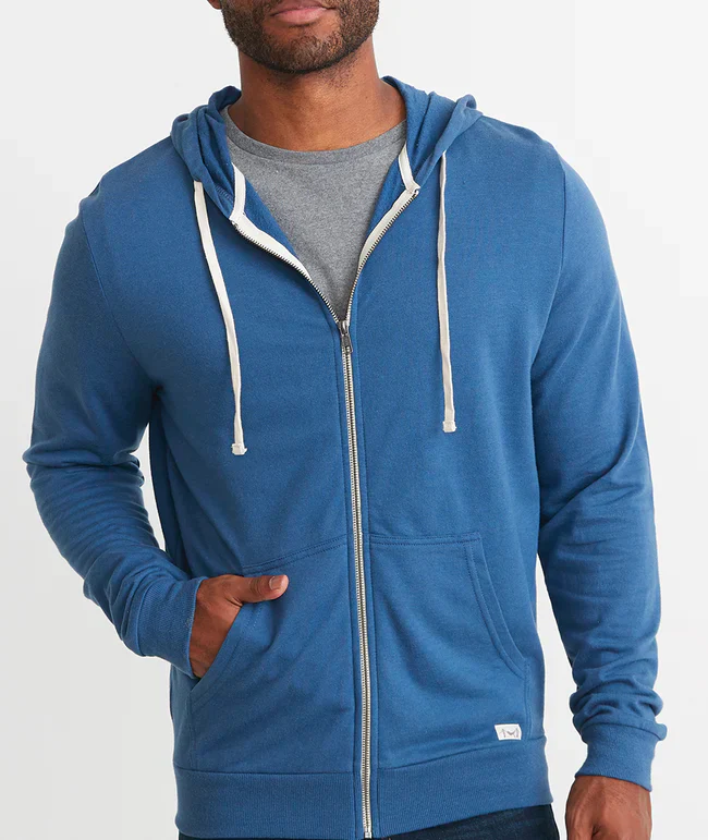 Mens Afternoon Full Zip Hoodie in Faded Navy