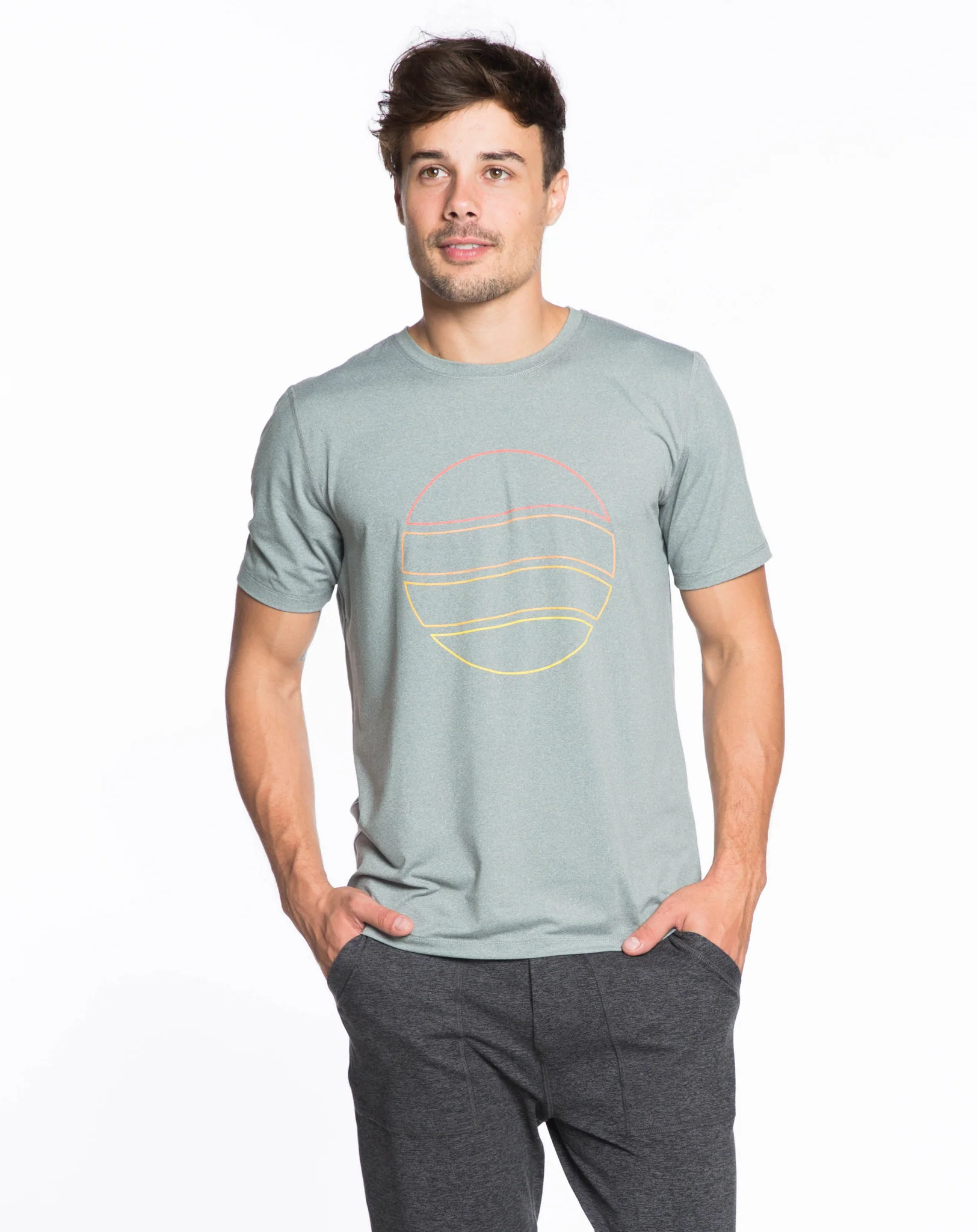 Rise Shortsleeve Crewneck - Heather Grey Sun Graphic