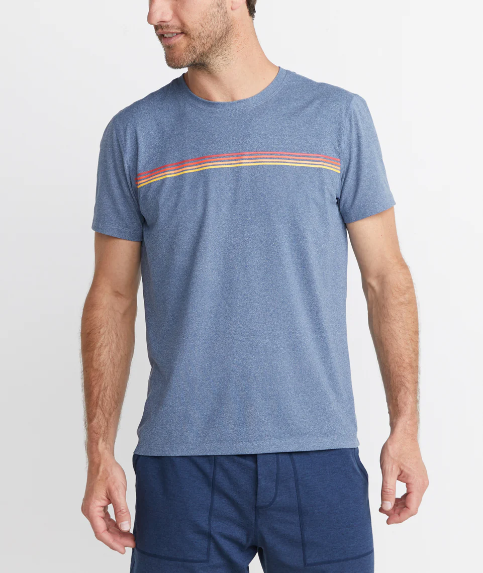 Sunset Stripe Sport Crew in Blue Heather